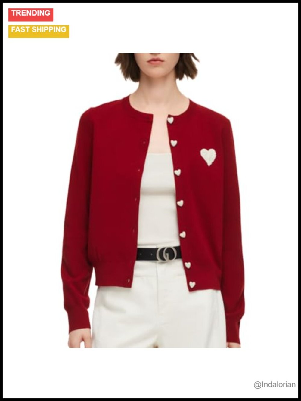 Wool Blend Lightweight Knit Cardigan Long Sleeve Heart Button Business Casual